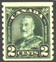 King George V - Dull Green - Cockeyed King Canada Postage Stamp