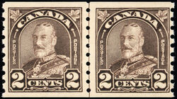 King George V - Dark Brown - Line Pair Canada Postage Stamp
