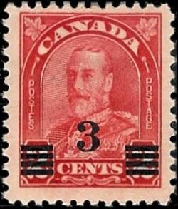 King George V - Deep Red - Die II - Extended Moustache Canada Postage Stamp