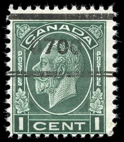 King George V - Dark Green - Rotary Press - Precanceled Canada Postage Stamp