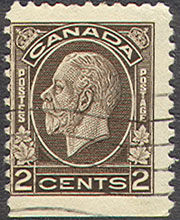 King George V - Black Brown - Booklet Single Canada Postage Stamp