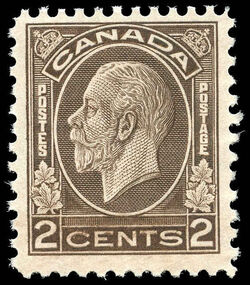 King George V - Black Brown - Dry Printing Canada Postage Stamp