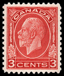 King George V - Deep Red - Die II Canada Postage Stamp