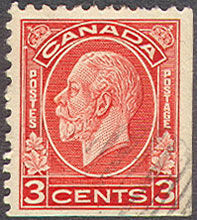 King George V - Deep Red - Booklet Single Canada Postage Stamp