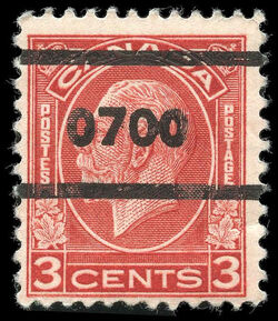 King George V - Deep Red - Precanceled Canada Postage Stamp