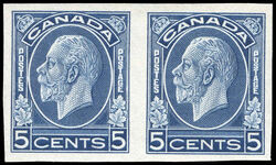King George V - Dark Blue - Imperforate Pair Canada Postage Stamp
