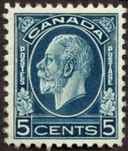 King George V - Dark Blue - Major Re-entry Canada Postage Stamp