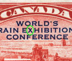 World's Grain Exhibition & Conference, Regina, 1933 - Overprint - Brown Red - Broken X Canada Postage Stamp