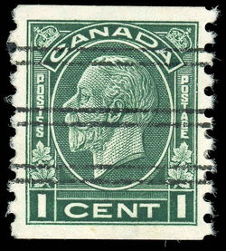 King George V - Dark Green - Horizontal Imperforate - Precanceled Canada Postage Stamp
