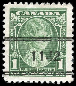Princess Elizabeth - Green - Precanceled Canada Postage Stamp