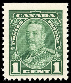 King George V - Green - Booklet Single Canada Postage Stamp