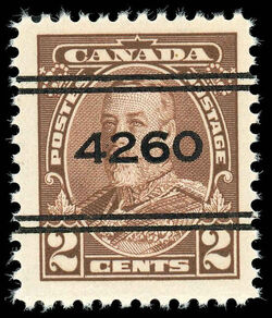 King George V - Brown - Precanceled Canada Postage Stamp