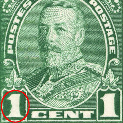 King George V - Green - Horizontal Imperforate - Narrow 1 Canada Postage Stamp