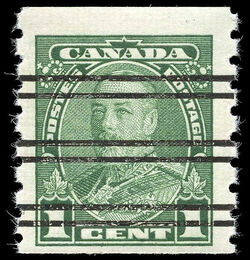 King George V - Green - Horizontal Imperforate - Precanceled Canada Postage Stamp
