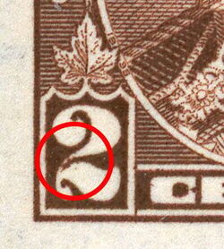 King George V - Brown - Horizontal Imperforate - Damaged 2 Canada Postage Stamp