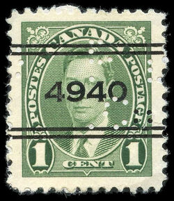 King George VI - Green - Precanceled Canada Postage Stamp