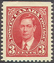 King George VI - Carmine - Booklet Single Canada Postage Stamp