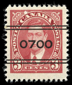 King George VI - Carmine - Precanceled Canada Postage Stamp