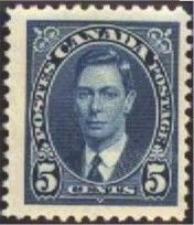 King George VI - Blue - Precanceled Canada Postage Stamp