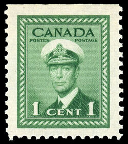King George VI - Green - Booklet Single From Pane of 4 or 6 Stamps Canada Postage Stamp