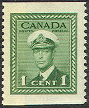 King George VI - Green - Booklet Single From Pane of 3 Stamps Canada Postage Stamp