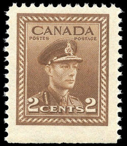 King George VI - Brown - Booklet Single Canada Postage Stamp