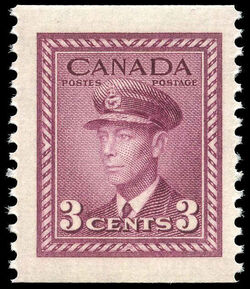 King George VI - Rose Violet - Booklet Single From Pane of 3 Stamps Canada Postage Stamp