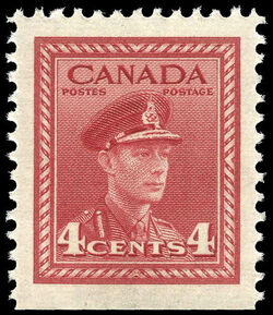 King George VI - Dark Carmine - Booklet Single From Pane of 6 Stamps Canada Postage Stamp