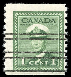 King George VI - Green - Horizontal Imperforate - Perf 9.5 - Precanceled Canada Postage Stamp