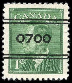 King George VI - Green - Precanceled Canada Postage Stamp