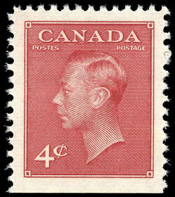 King George VI - Dark Carmine - Booklet Single From Pane of 6 Stamps Canada Postage Stamp