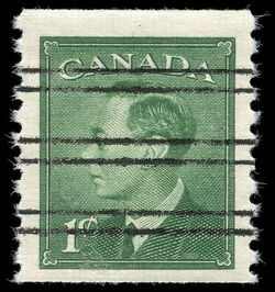King George VI - Green - Horizontal Imperforate - Without POSTES-POSTAGE - Precanceled Canada Postage Stamp