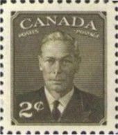 King George VI - Olive Green - Precanceled Canada Postage Stamp