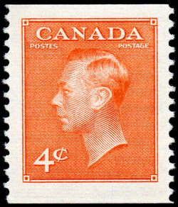 King George VI - Orange Vermillion - Booklet Single From Pane of 3 Stamps Canada Postage Stamp