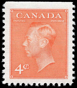 King George VI - Orange Vermillion - Booklet Single From Pane of 6 Stamps Canada Postage Stamp