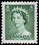 Queen Elizabeth II - Green - Precanceled Canada Postage Stamp