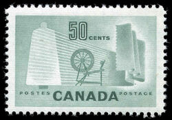 Canada's Textile Industry - Light Green - Speckled Fluorescence Canada Postage Stamp