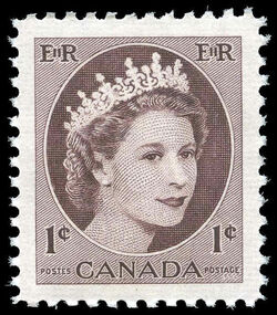 Queen Elizabeth II - Violet Brown - Ribbed Vertically Canada Postage Stamp