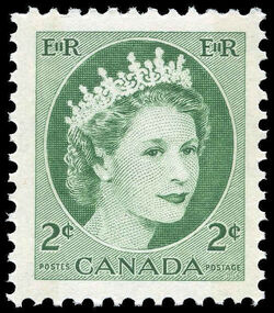Queen Elizabeth II - Green - Ribbed Vertically - W2B Canada Postage Stamp
