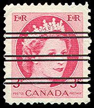 Queen Elizabeth II - Carmine Rose - Precanceled Canada Postage Stamp