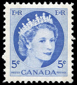 Queen Elizabeth II - Bright Blue - Ribbed Vertically - W2B Canada Postage Stamp