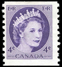 Queen Elizabeth II - Violet - Horizontal Imperforate - HB Canada Postage Stamp