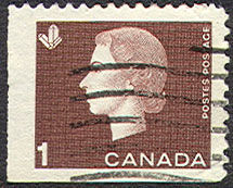 Queen Elizabeth II - Brown - Booklet Single - LF Canada Postage Stamp