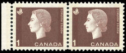 Queen Elizabeth II - Brown - Wide and Narrow Tag Bars In Margin Pair Canada Postage Stamp