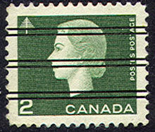 Queen Elizabeth II - Green - Precanceled Canada Postage Stamp