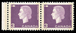 Queen Elizabeth II - Purple - W2B - Wide and Narrow Tag Bars In Margin Pair Canada Postage Stamp