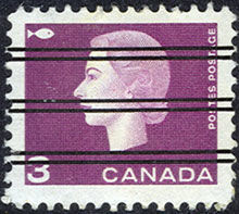 Queen Elizabeth II - Purple - Precanceled Canada Postage Stamp
