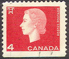 Queen Elizabeth II - Carmine - Booklet Single - LF Canada Postage Stamp
