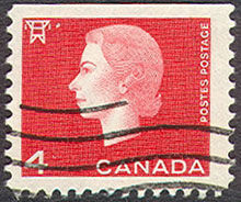 Queen Elizabeth II - Carmine - Miniature Pane Single - F Canada Postage Stamp