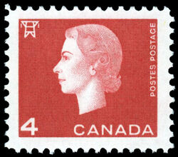 Queen Elizabeth II - Carmine - F - 8mm WCB Canada Postage Stamp